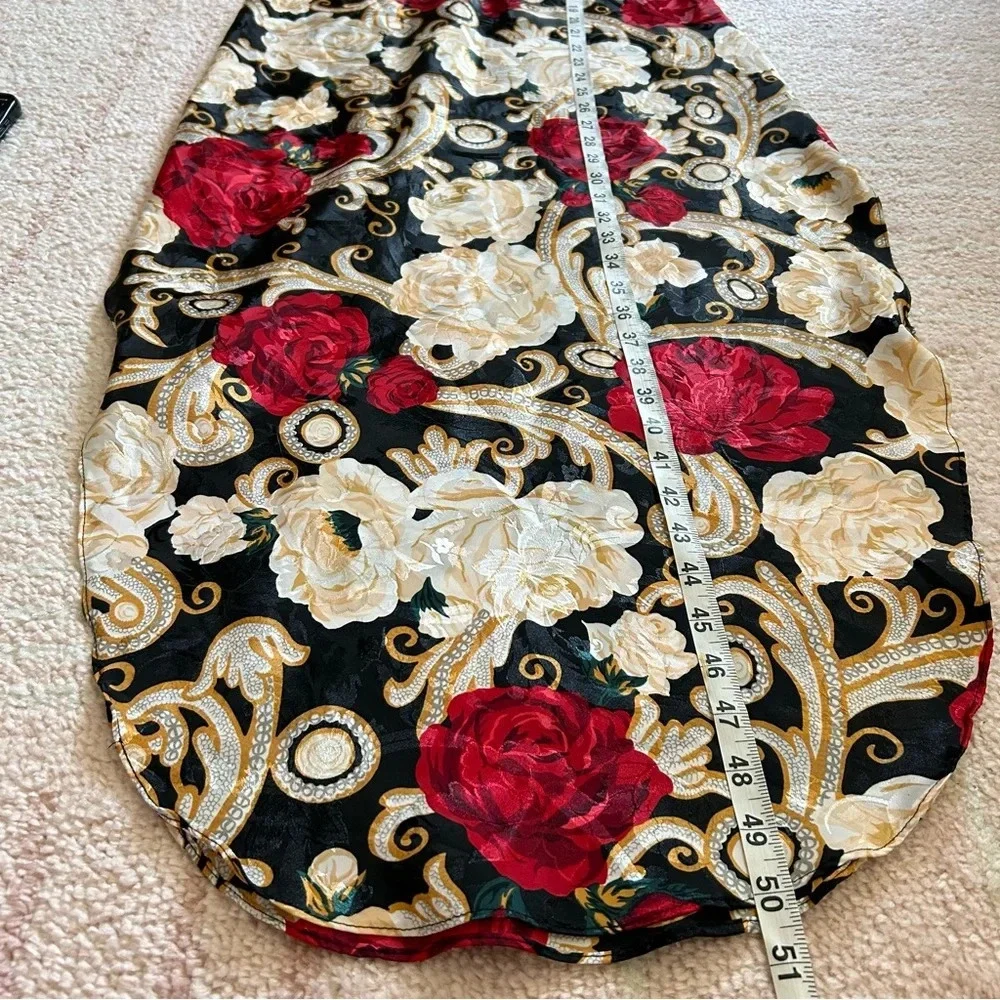 Vintage LA Intimates Rose Satin Slip Nightgown Dark Floral Size Small Old Money - Picture 10 of 14
